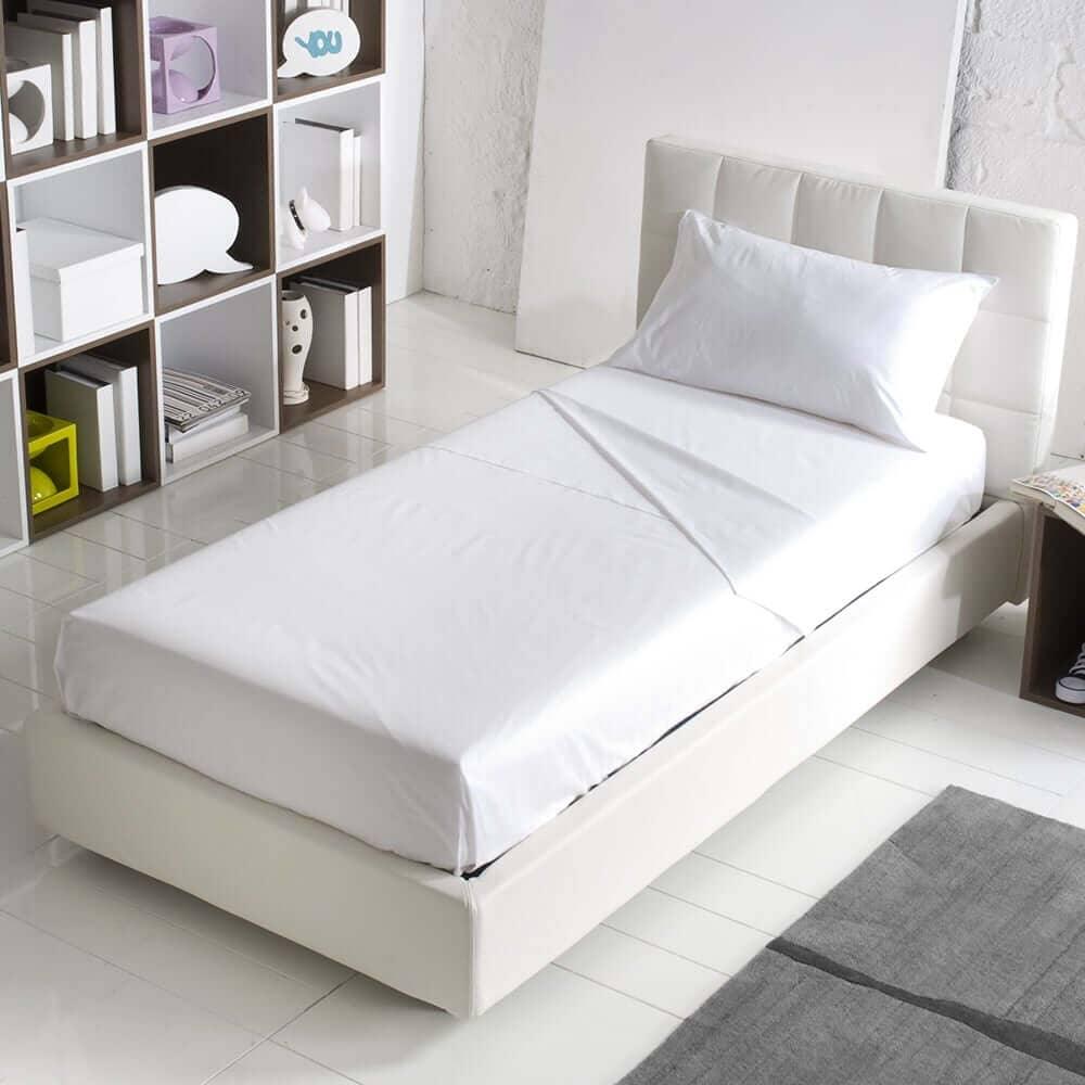 Lenzuolo Piano Singolo in Cotone Tinta Unita Bianco - Image 3