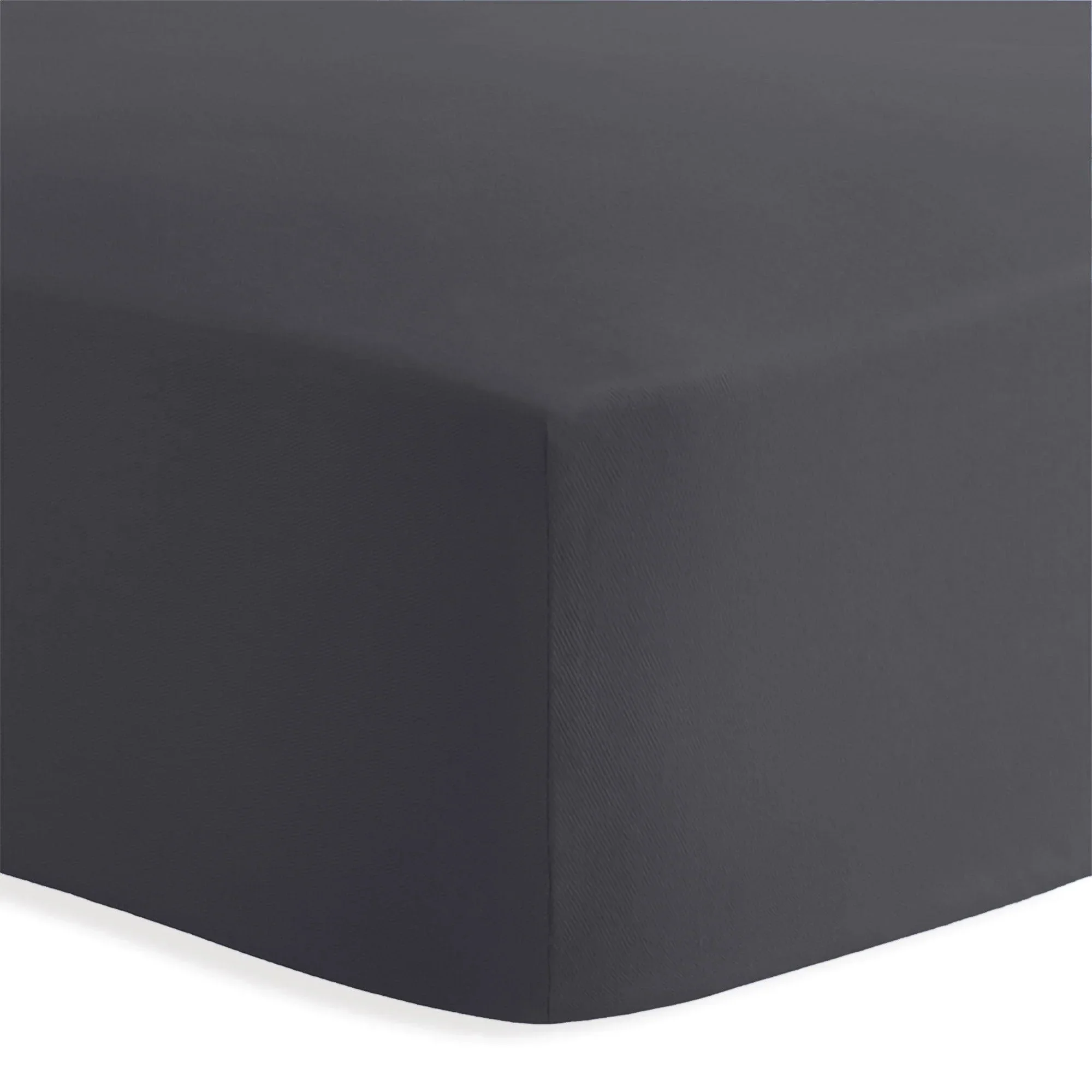 Lenzuolo Sotto con Angoli Piazza e Mezza in Cotone Tinta Unita Dark Grey - Image 3