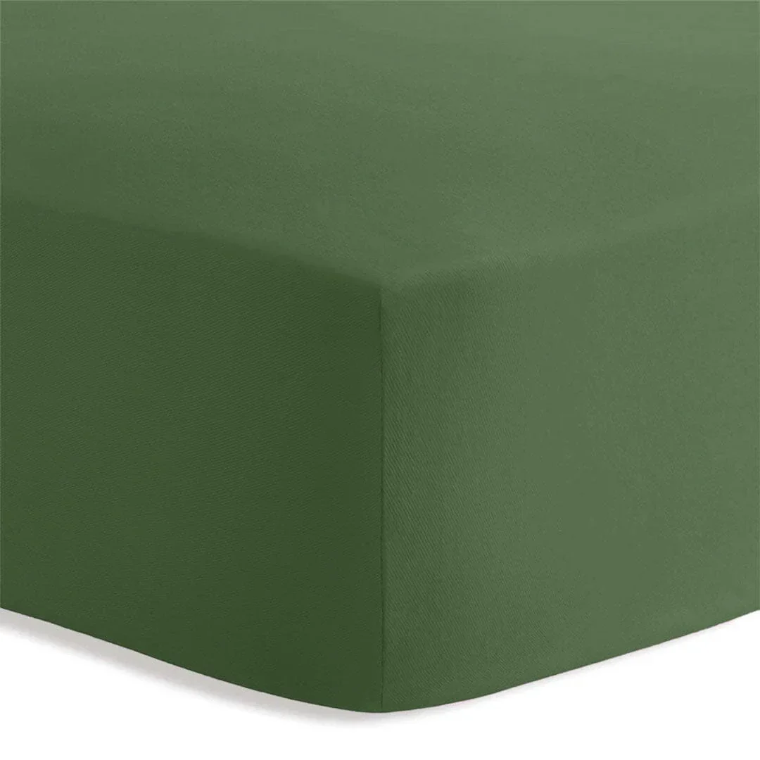 Lenzuolo Sotto Con Angoli Piazza e Mezza in Cotone Tinta Unita Green - Image 3