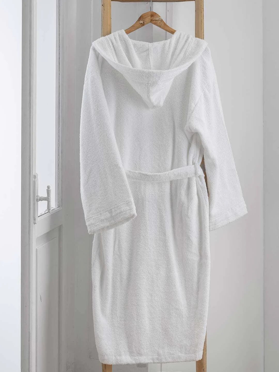 LUXURY COLLECTION DI MAESTRO Accappatoio in Puro Cotone con Cappuccio - Tinta Unita Bianco - Image 3