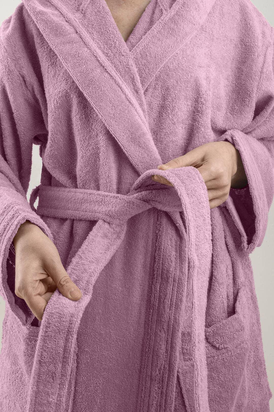 LUXURY COLLECTION DI MAESTRO Accappatoio in Puro Cotone con Cappuccio - Tinta Unita Fucsia - Image 3