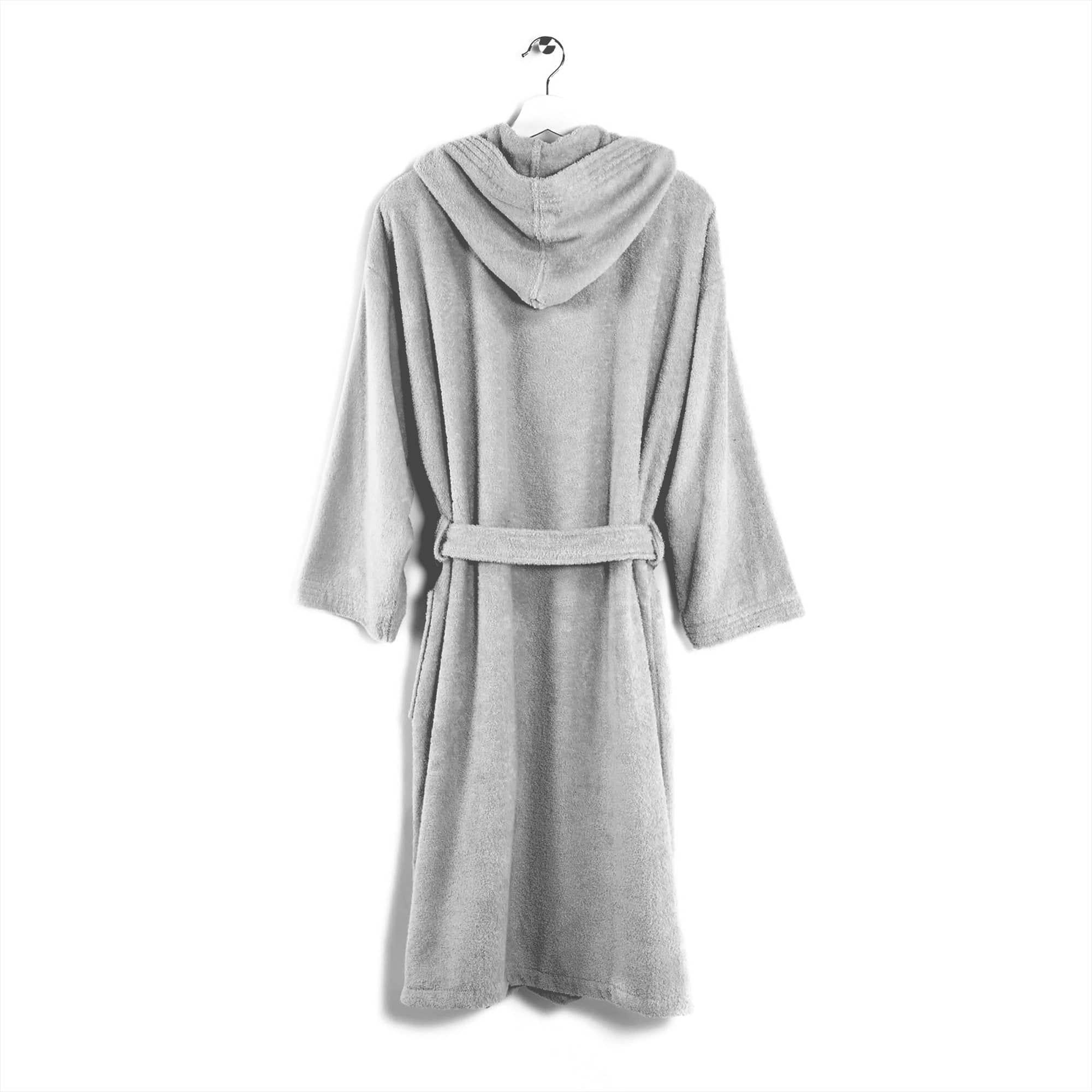 LUXURY COLLECTION DI MAESTRO Accappatoio in Puro Cotone con Cappuccio - Tinta Unita Grigio - Image 6