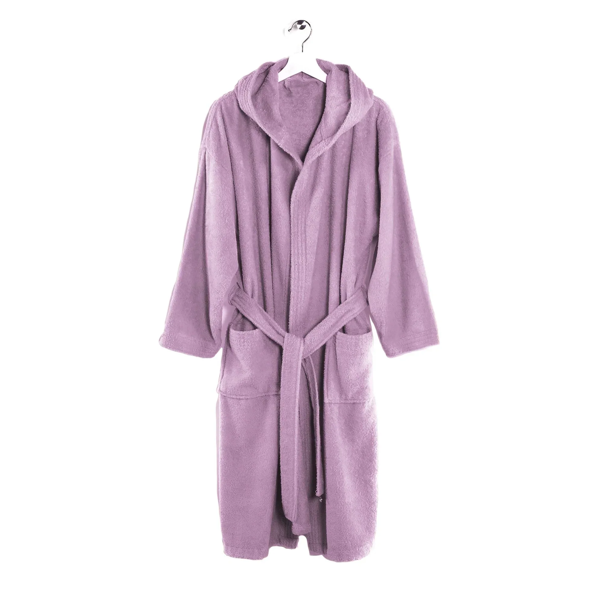 LUXURY COLLECTION DI MAESTRO Accappatoio in Puro Cotone con Cappuccio - Tinta Unita Malva - Image 5
