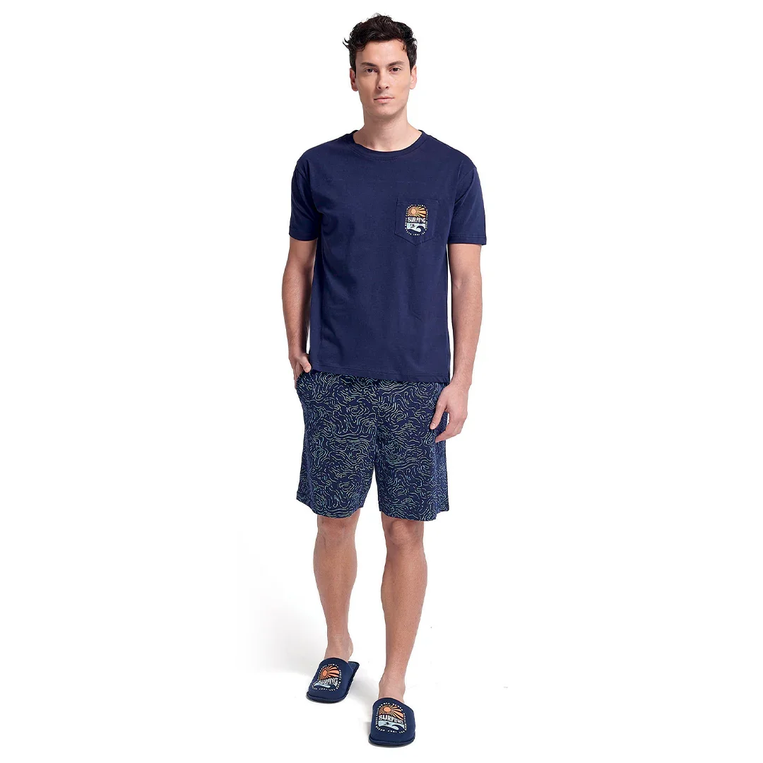 Pigiama da Uomo Corto Surf Rider Duke Blu - Image 3